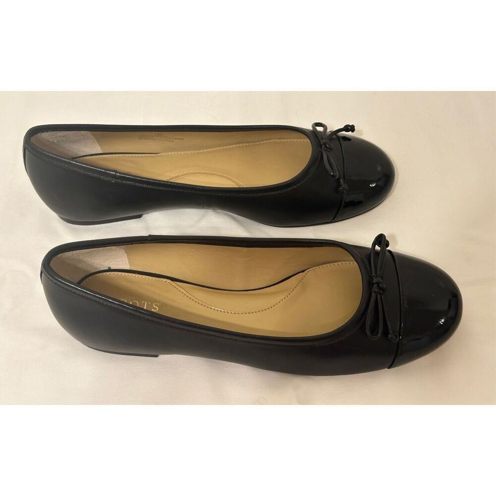 TALBOTS BLAIR CAP TOE NAPPA GENUINE LEATHER BALLET FLATS IN BLACK SIZE 7 new - Picture 4 of 16